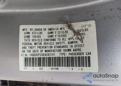 2014 Honda Accord Sport from USA, damaged, VIN 1HGCR2F55EA093151